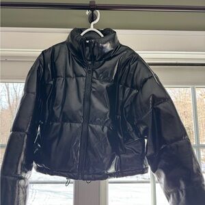 Divided Glossy Black Puffer Jacket